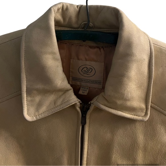 Georgetown Leather Design Women’s 100% Leather Zip Up Collared Long Sleeve Tan M - Picture 7 of 15